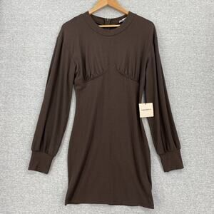 Superdown Dress Womens Medium Brown Ribbed Ruched Bodice With Underwire NEW